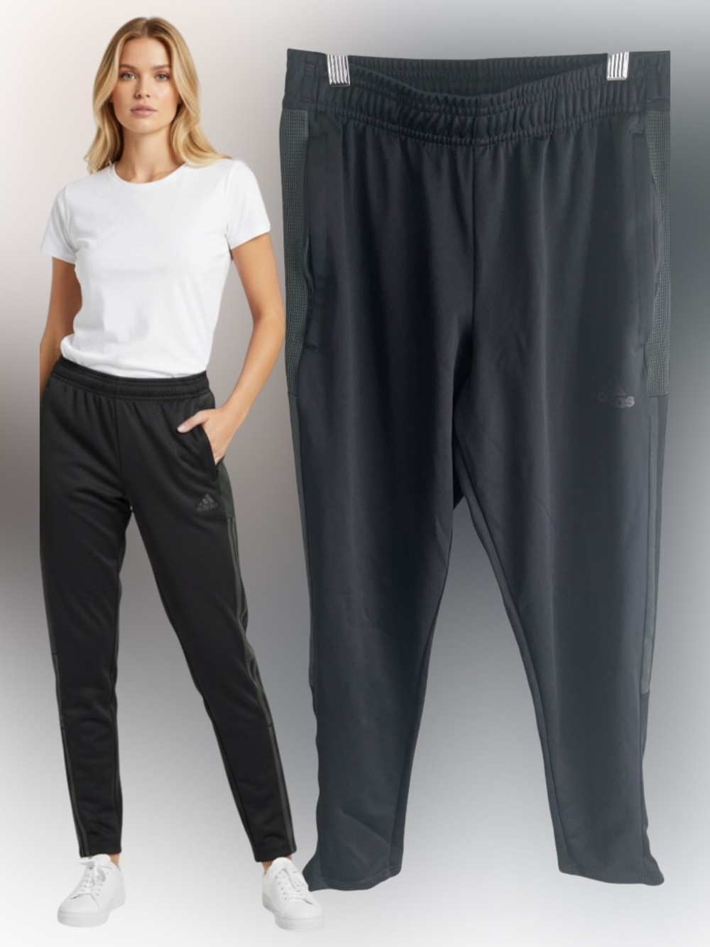 Adidas Aeroready Primegreen Women’s Small Black Gray Zip Ankle Training Pants